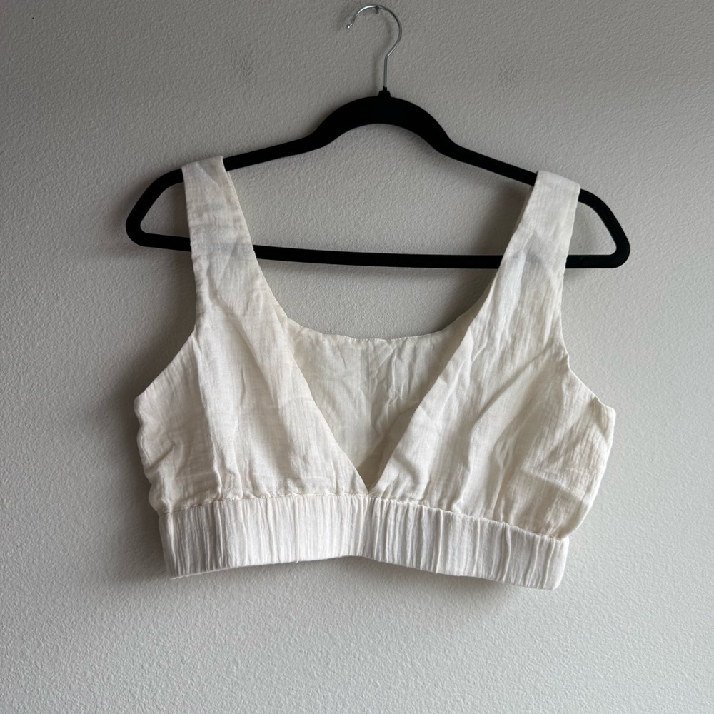 ROVE Moment Top soft white cotton crop reversible natural fiber women’s sz med - Picture 4 of 5